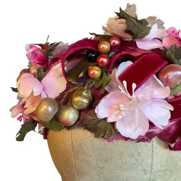 1940s/50s That Tynwood Distinction Floral & Fruit Adorned Fascinator Hat‎ - Picture 3 of 9